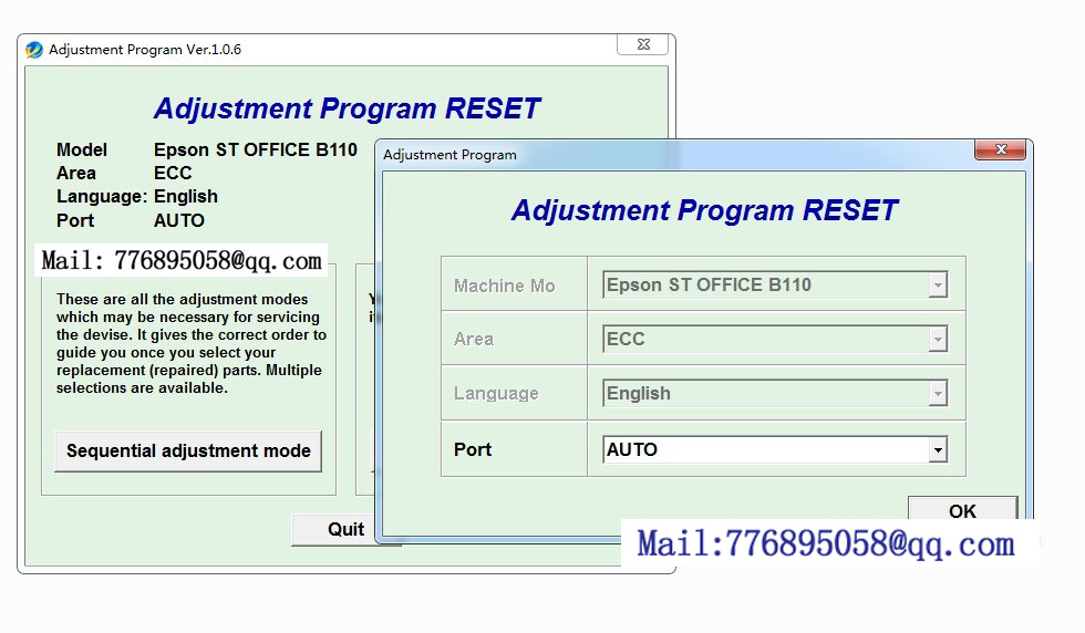 清零 B1100 Adjustment Program RESETER