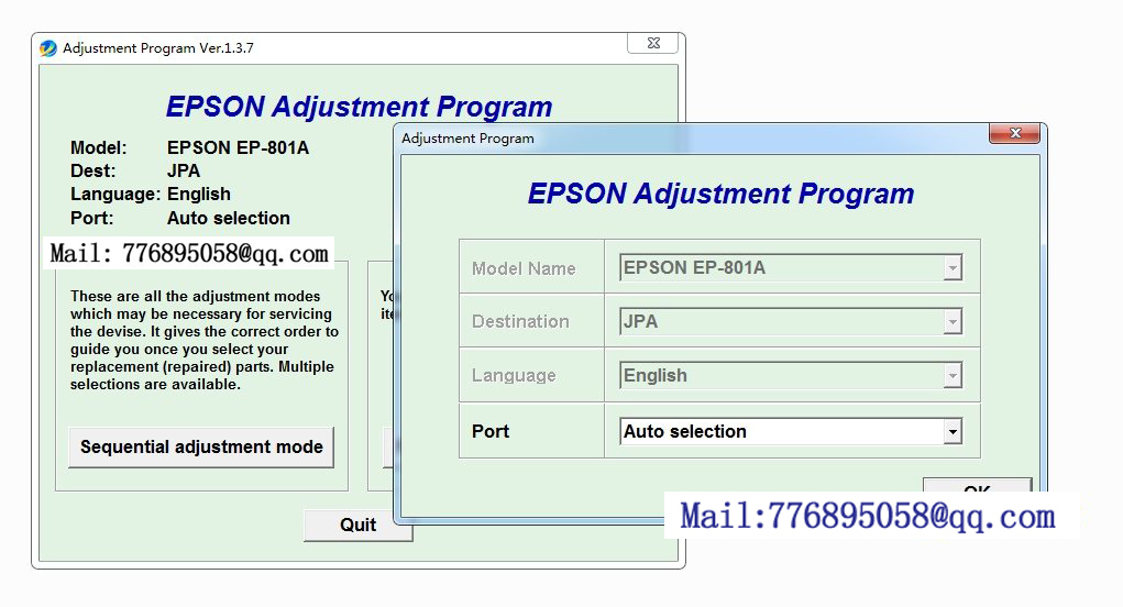 清零 EP-801A Adjustment Program RESETER