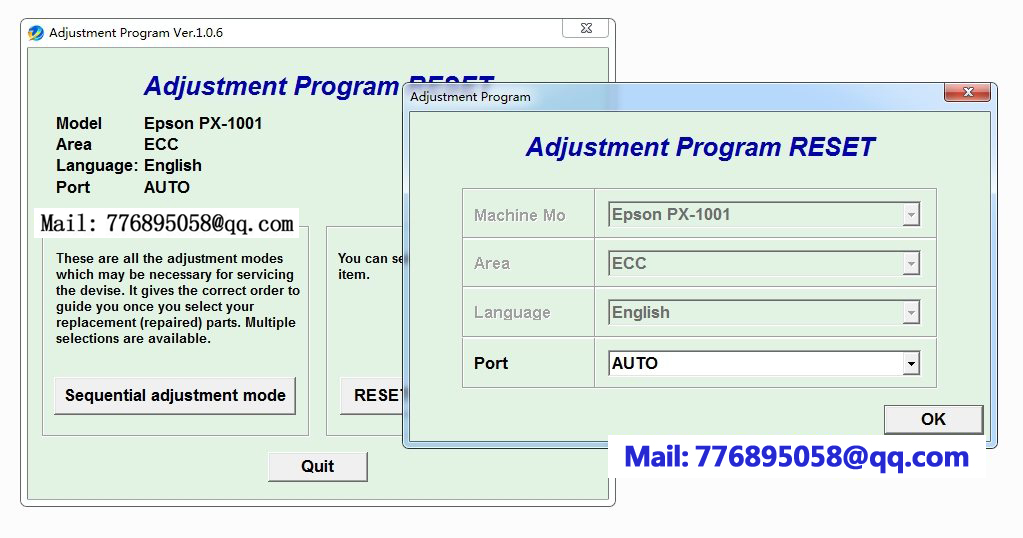 清零 PX-1000-PX-1001 Adjustment Program RESETER